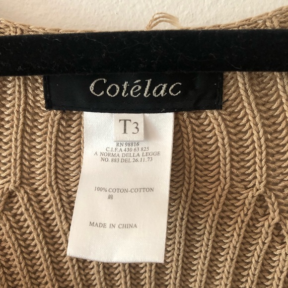 🥯 Beige ribbed coton cardigan from Côtélac size 3 - Picture 3 of 4